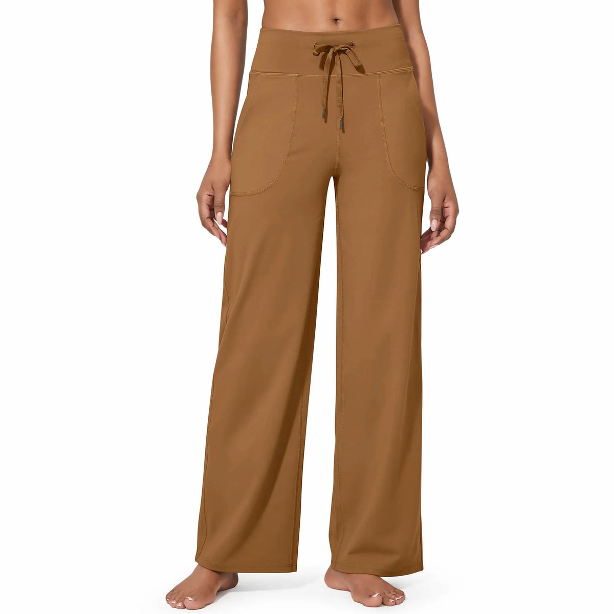 Women's High-Waisted Wide-Leg Athletic Pants – Stretchy Casual Yoga Pants with Pockets, Comfortable for Fitness and Everyday Wear (2026 Series, Grey, Apparel)