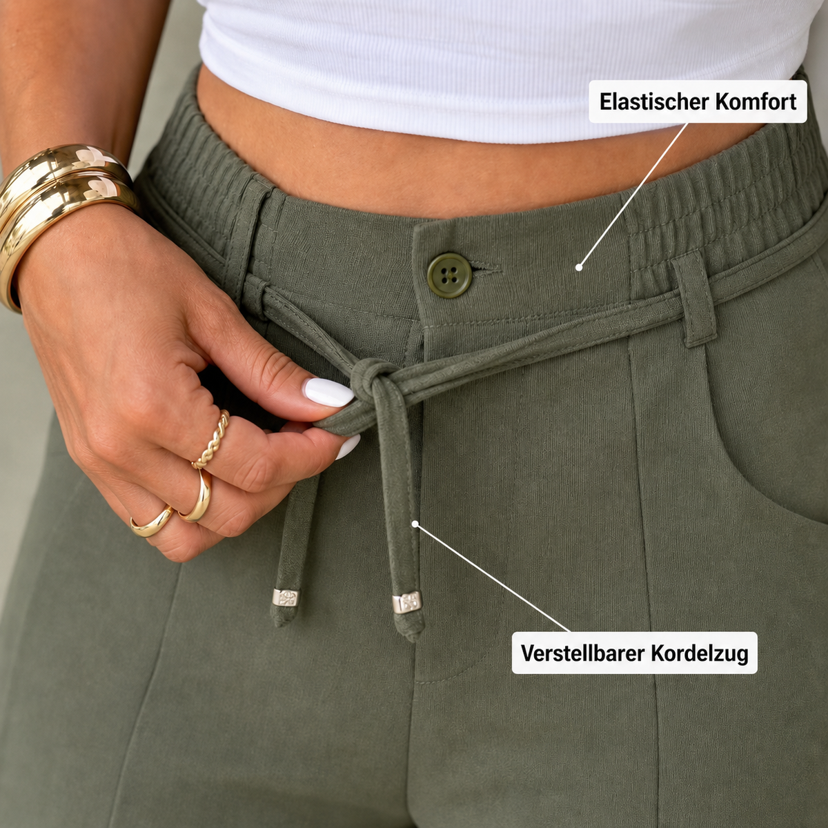 Women's high-waisted, straight-leg trousers – front seam & elasticated back waistband – versatile, comfortable & perfect for the office or leisure