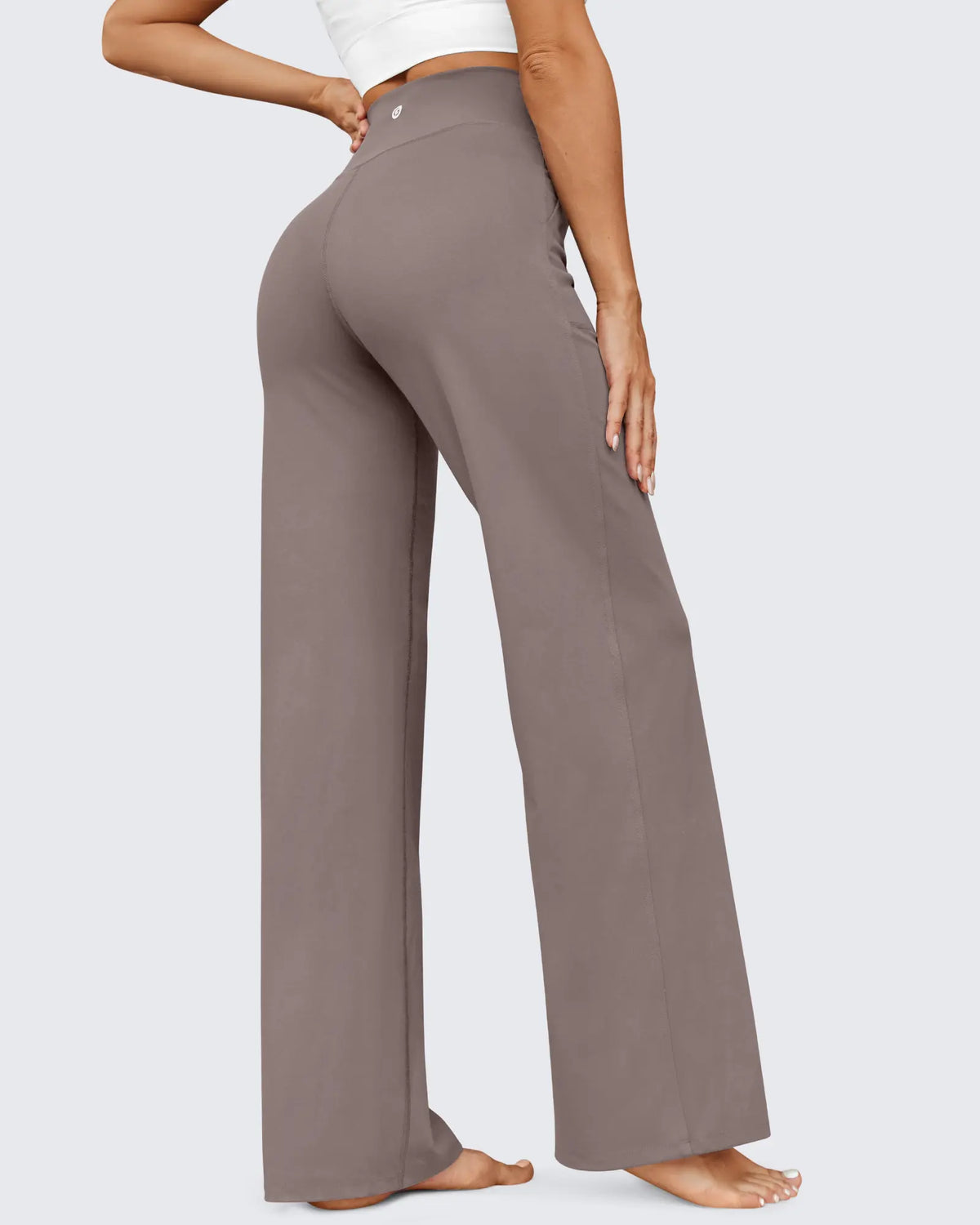 Women's High-Waisted Wide-Leg Athletic Pants – Stretchy Casual Yoga Pants with Pockets, Comfortable for Fitness and Everyday Wear (2026 Series, Grey, Apparel)