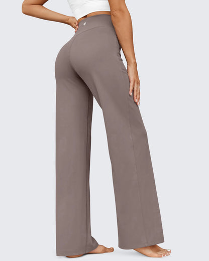 Women's High-Waisted Wide-Leg Athletic Pants – Stretchy Casual Yoga Pants with Pockets, Comfortable for Fitness and Everyday Wear (2026 Series, Grey, Apparel)