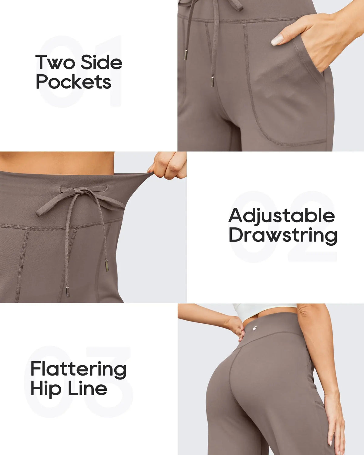 Women's High-Waisted Wide-Leg Athletic Pants – Stretchy Casual Yoga Pants with Pockets, Comfortable for Fitness and Everyday Wear (2026 Series, Grey, Apparel)