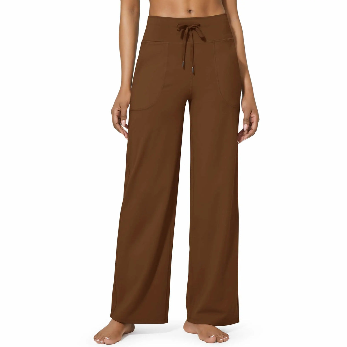 Women's High-Waisted Wide-Leg Athletic Pants – Stretchy Casual Yoga Pants with Pockets, Comfortable for Fitness and Everyday Wear (2026 Series, Grey, Apparel)
