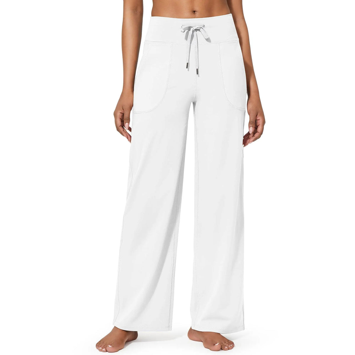 Women's High-Waisted Wide-Leg Athletic Pants – Stretchy Casual Yoga Pants with Pockets, Comfortable for Fitness and Everyday Wear (2026 Series, Grey, Apparel)