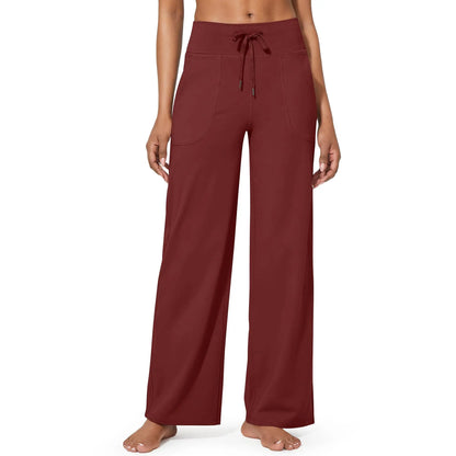 Women's High-Waisted Wide-Leg Athletic Pants – Stretchy Casual Yoga Pants with Pockets, Comfortable for Fitness and Everyday Wear (2026 Series, Grey, Apparel)