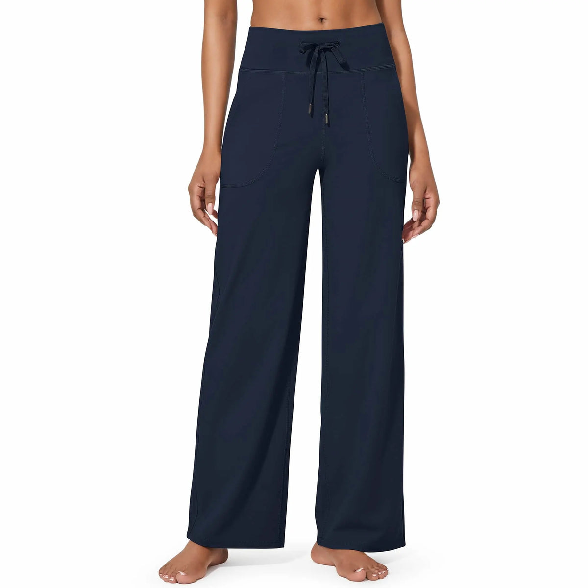 Women's High-Waisted Wide-Leg Athletic Pants – Stretchy Casual Yoga Pants with Pockets, Comfortable for Fitness and Everyday Wear (2026 Series, Grey, Apparel)