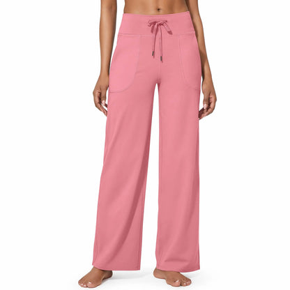 Women's High-Waisted Wide-Leg Athletic Pants – Stretchy Casual Yoga Pants with Pockets, Comfortable for Fitness and Everyday Wear (2026 Series, Grey, Apparel)