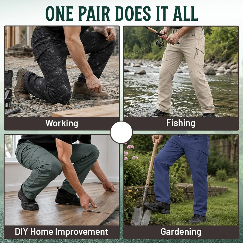 Men's 9-Pocket Straight Fit Tactical Waterproof Pants
