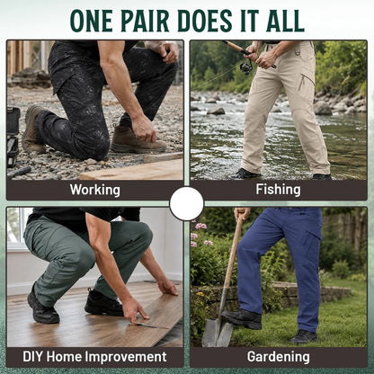 Men's 9-Pocket Straight Fit Tactical Waterproof Pants