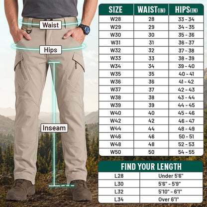 Men's 9-Pocket Straight Fit Tactical Waterproof Pants