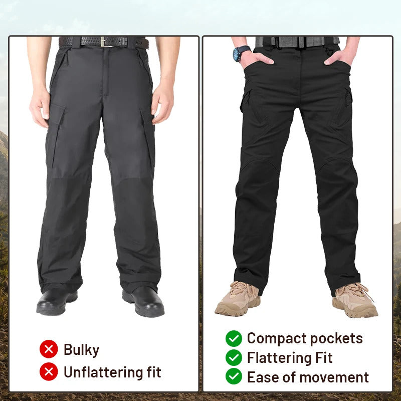 Men's 9-Pocket Straight Fit Tactical Waterproof Pants
