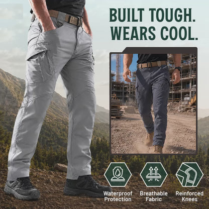 Men's 9-Pocket Straight Fit Tactical Waterproof Pants